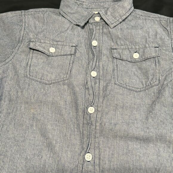 Gymboree Boys Blue/white stripe button down. Size S(5-6) - Picture 2 of 4